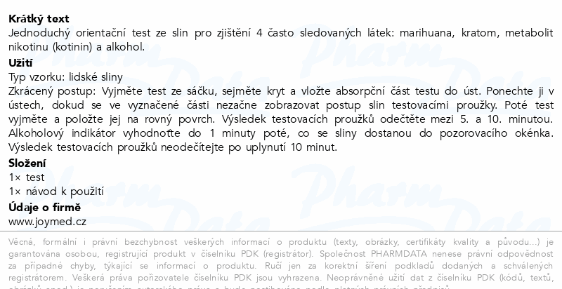 JoyTest 4v1 Test na drogy ze slin 1ks
