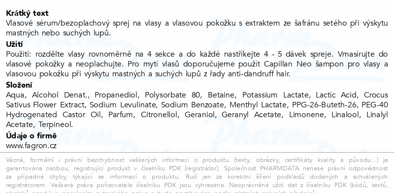 CAPILLAN NEO bezoplach.sérum lupy 100ml Fagron