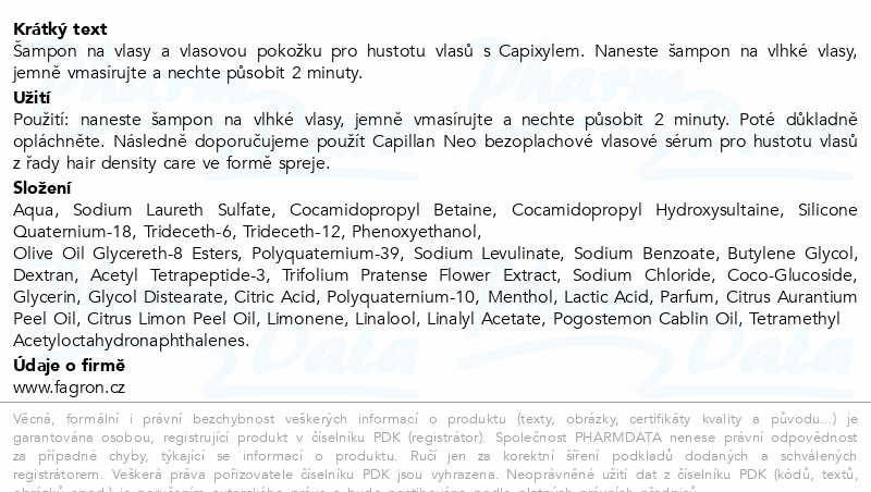 CAPILLAN NEO šampon hustota 200ml Fagron