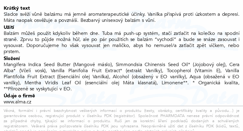 Alma Balzám na rty Vanilková máta 12ml