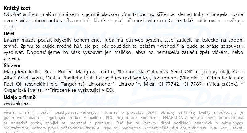 Alma Balzám na rty Tangerina 12ml
