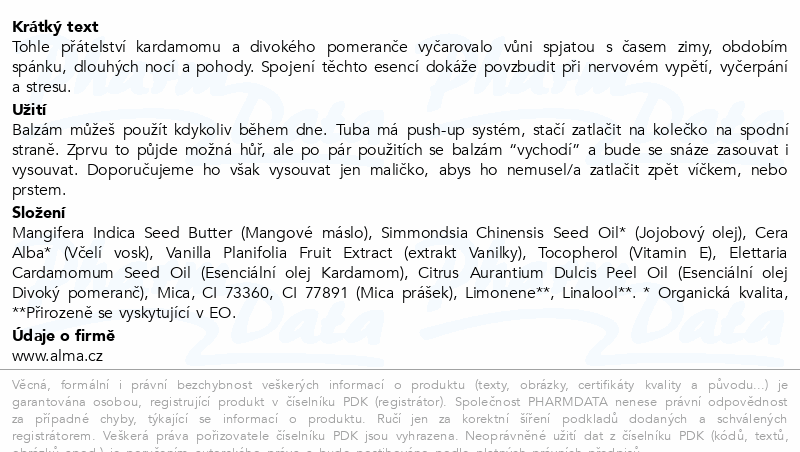 Alma Balzám na rty Kardamomový pomeranč 12ml