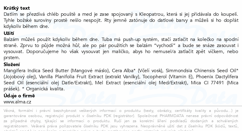 Alma Balzám na rty Medová datle 12ml