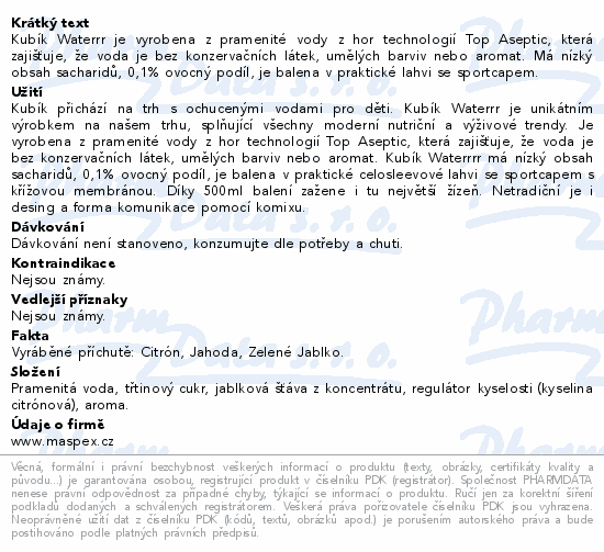 KUBÍK Waterrr zelené jablko 500ml