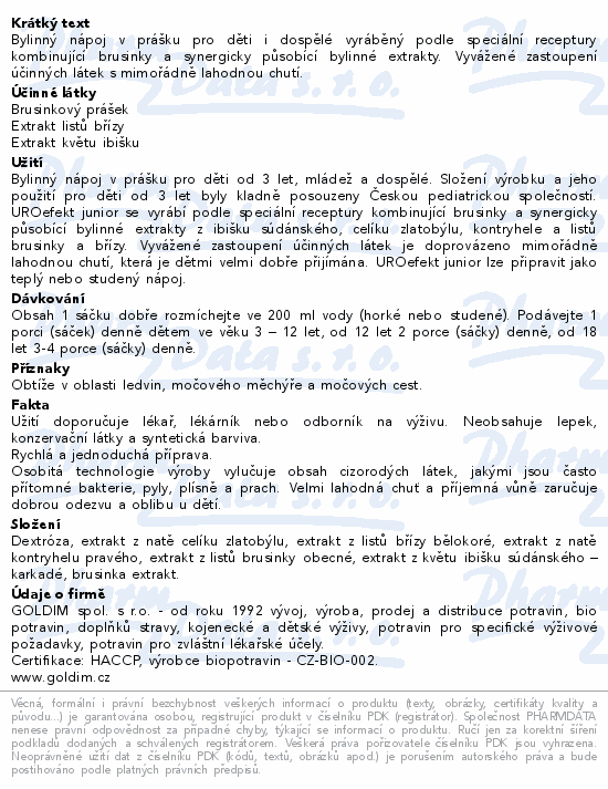 UROefekt Junior bylinný nápoj 14x5g