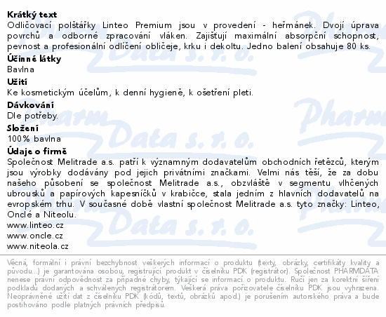 Linteo Vatové polštářky PREMIUM Heřmánek 80ks