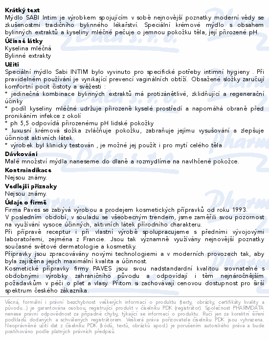 Sabi INTIM herbal jemné mýdlo 220ml+dárek