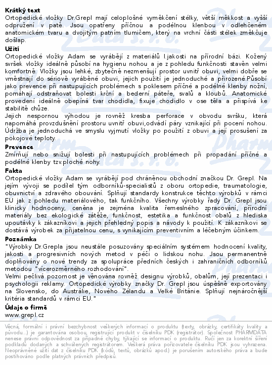 DR.GREPL Vložky ortop.celkové Adam vel.39