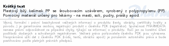 Kelímek PP se šroub.uzávěr.100g 21005 16ks Manta