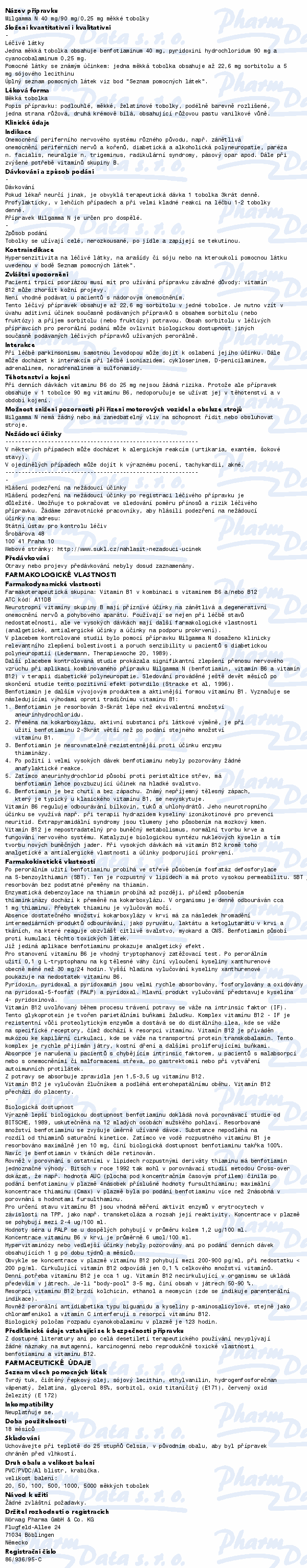 Milgamma N 40mg/90mg/0.25mg cps.mol.50