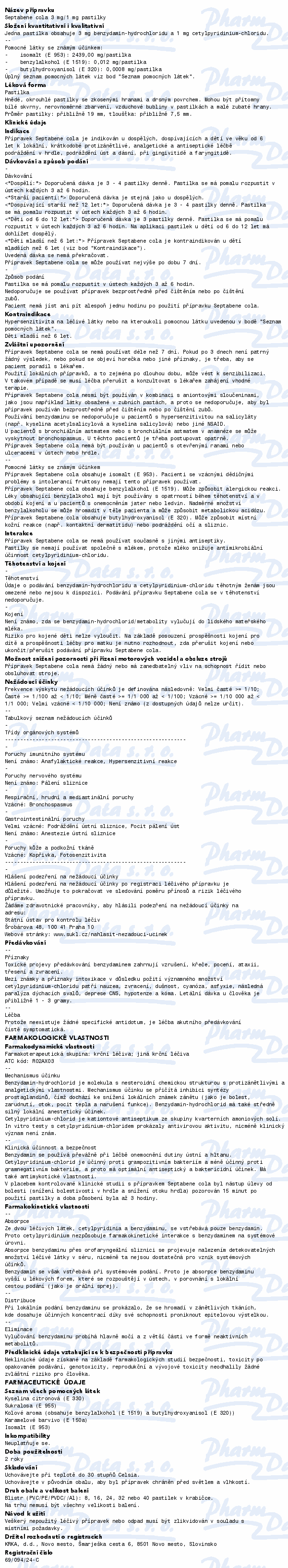 Septabene cola 3mg/1mg pas.16