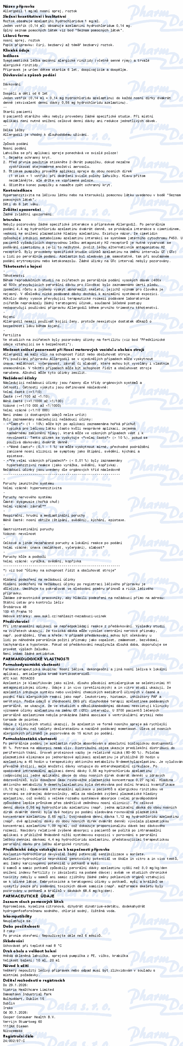 Allergodil 1mg/ml nas.spr.sol.1x10ml